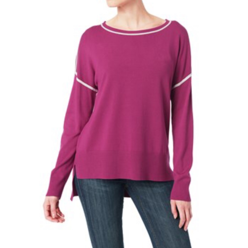 🇺🇸$5 NWOT JONES NEW YORK Magenta Knit Long-Sleeve Sweater